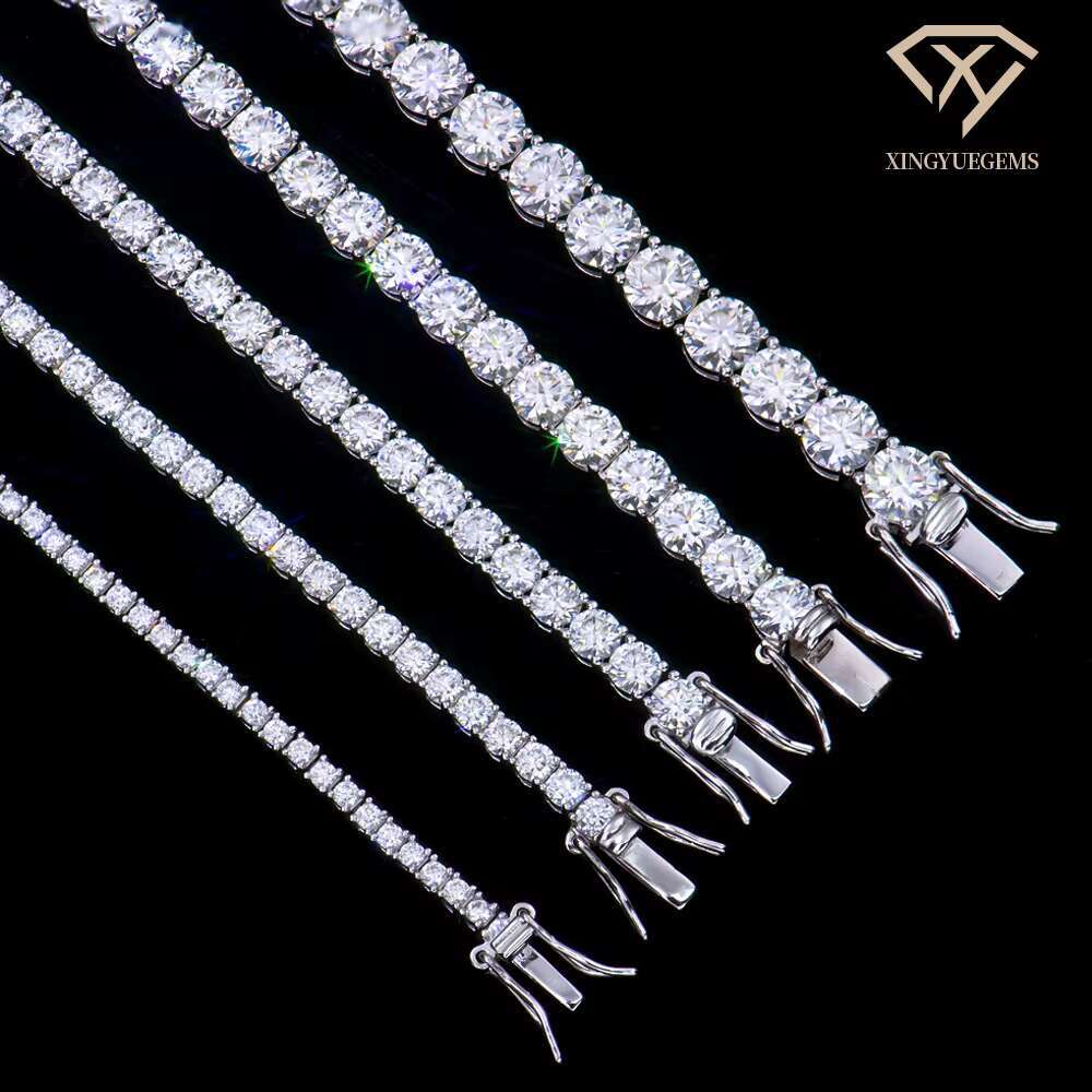 Wholesale Mossanite Moissanite Chain Bracelet Jewelry Manufacturer 2-6mm VVS Tennis Diamond Trendy Unisex Hip Hop Men Gift