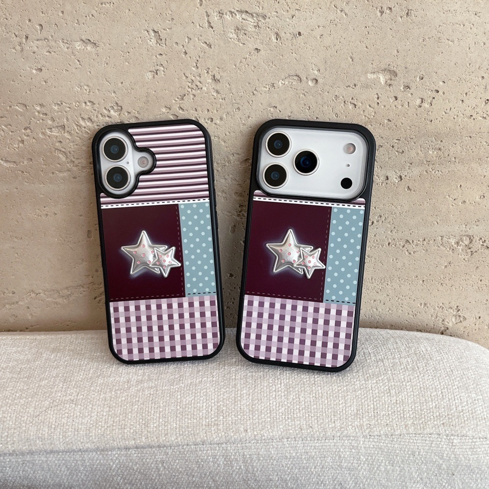 Spliced 3D Star Phone Case Compatible with iPhone 17/16 Pro Max Shockproof Case 15/14 Pro Protective Cover