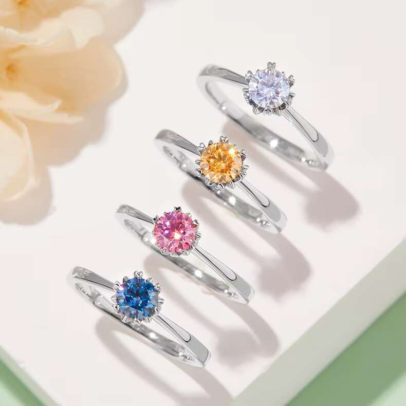 High Quality Fine Jewelry 925 Sterling Silver Solitaire 0.5carat Zircon Ring for Women