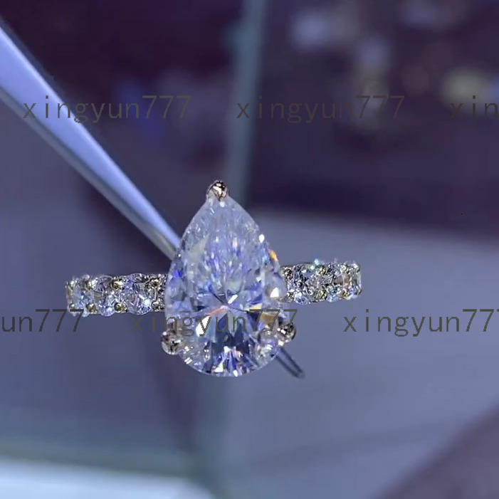 10k Solid Gold Custom 5ct Pear Cut Moissanite Diamond Ring Bling Eternity Engagement Ring Iced Out Hip Hop Ring Luxury