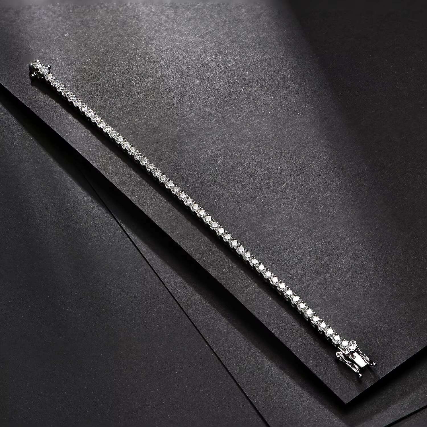 Attagems 3.0mm D Color 925 Sterling Silver Tennis Bracelet 3mm Moissanite Chain Bracelet for Christmas Gift