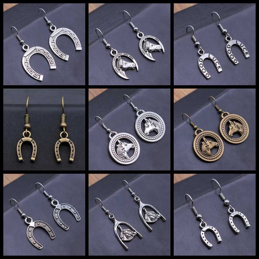 Vintage Lucky Horseshoe Pendant Dangle Drop Earrings For Women Girls Good Luck Jewelry Fashion Jewelry Gift Z250408