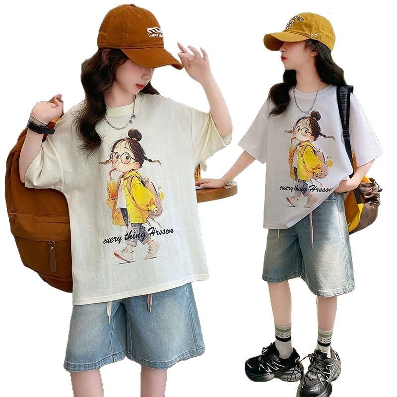 Ddmyshoesvip Cotton Children S Clothing T Shirts Short Sleeves Middle Aged Children Girls Tops Summer Fashion