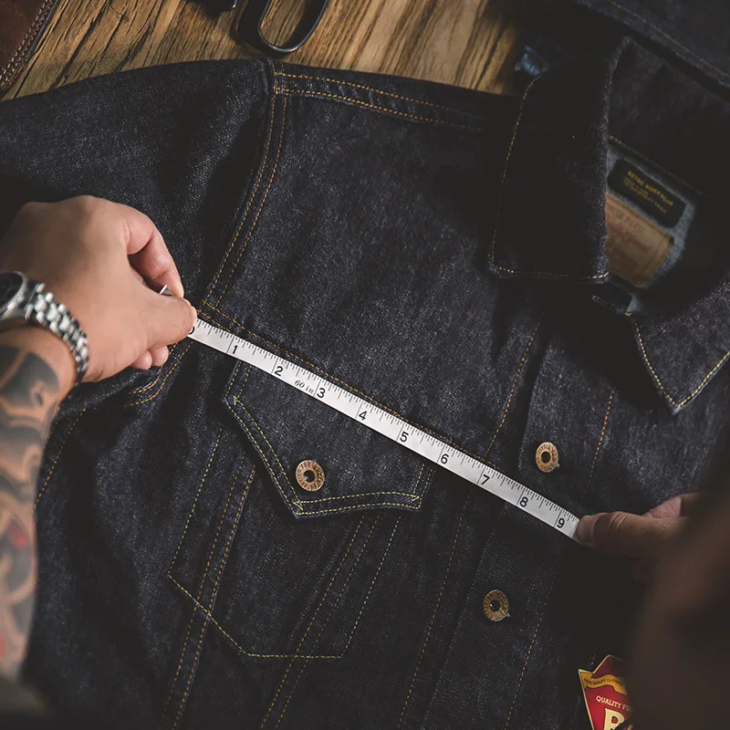 Maden Vintage 148 oz Washed Denim Type III Jacket Classic Solid Slimming Coat Cotton Mens SpringSummer Top 250409