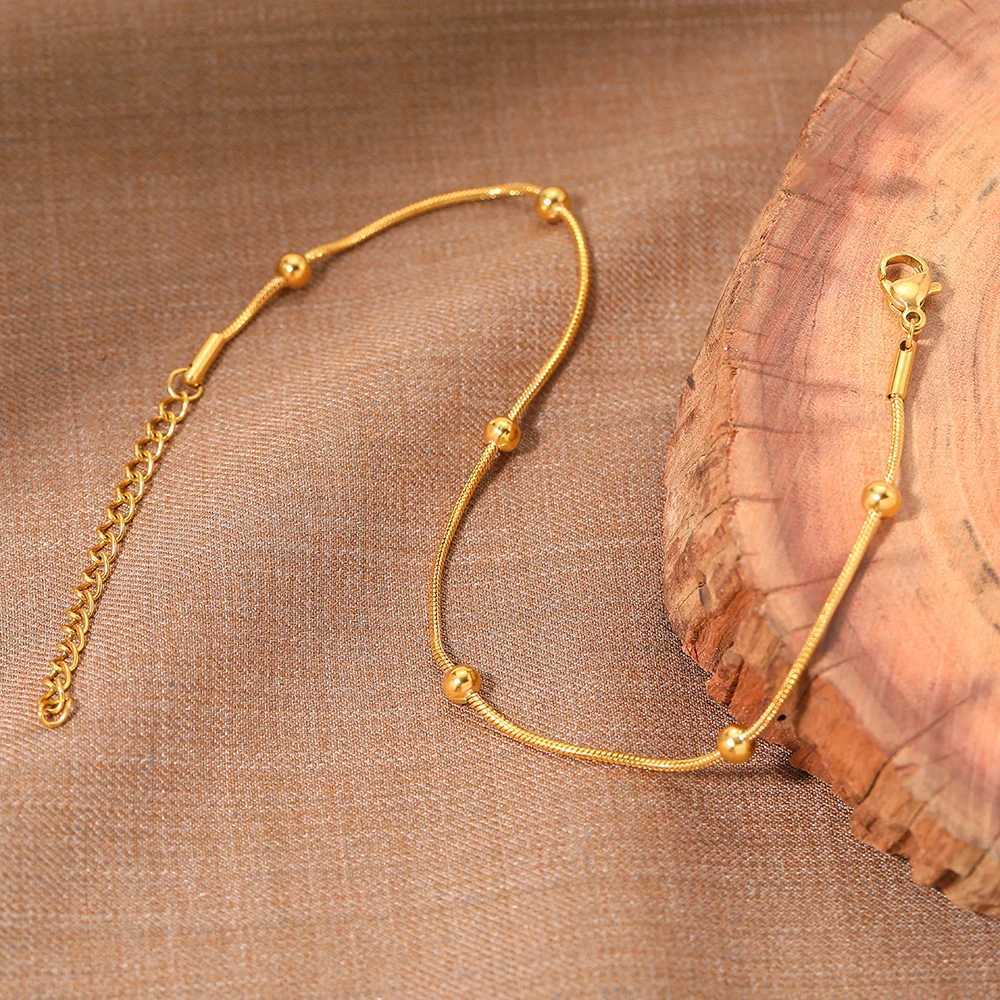 Stainless Steel Anklet Simple Snake Bead Chain Hip Hop Punk Anklet Fashion Light Luxury Womens Jewelry Accessories Banquet Gift Z250408
