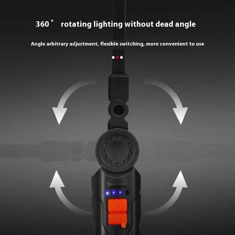 450LM COB LED work light flash USB-C 800mA work light magnetic 360 garage maintenance inspection light 4Mode pocket floodlight Y250409