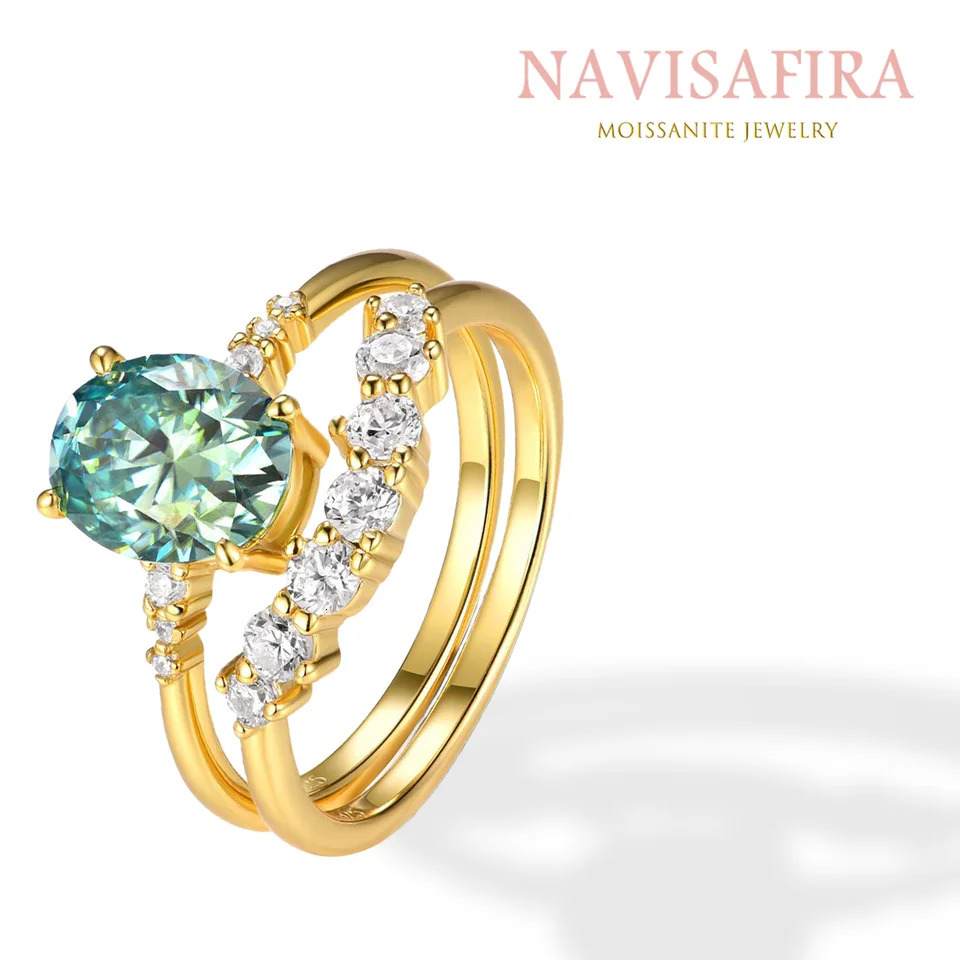 2Ct S925 Green Double Belt Ring Elegant with Zirconia Round Perfect for Weddings and Engagement 250325