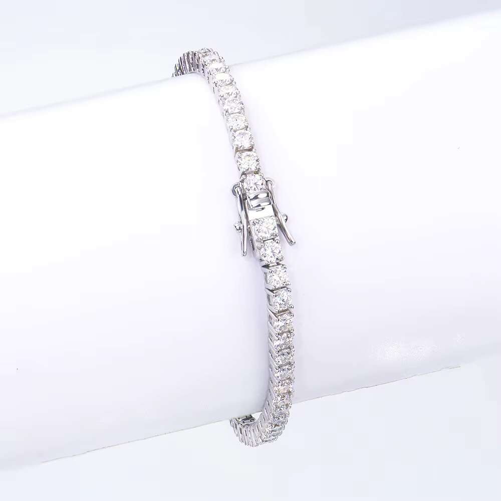 Xingyue 3mm 925 Sterling Silver Grade Gra VVS White Mossanite Moissanite Diamond Tennis Chain Bracelet for Gift
