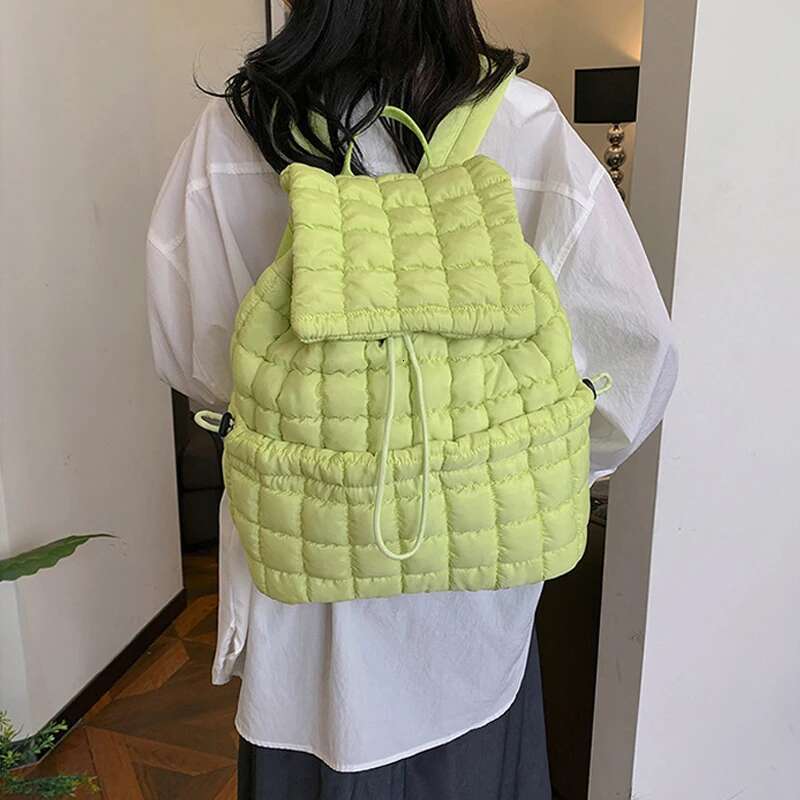 Fashion Quilted Padded Backpacks Women Designer Soft Nylon Puffer Backpack For Girls Lightweight Travel Bag College Bags