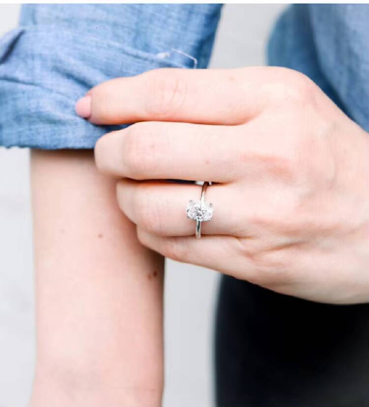 Fine 14K Solid White/yellow/rose Gold Solitaire 8x10mm 3CT Oval Diamond Moissanite Ring Engagement Jewelry