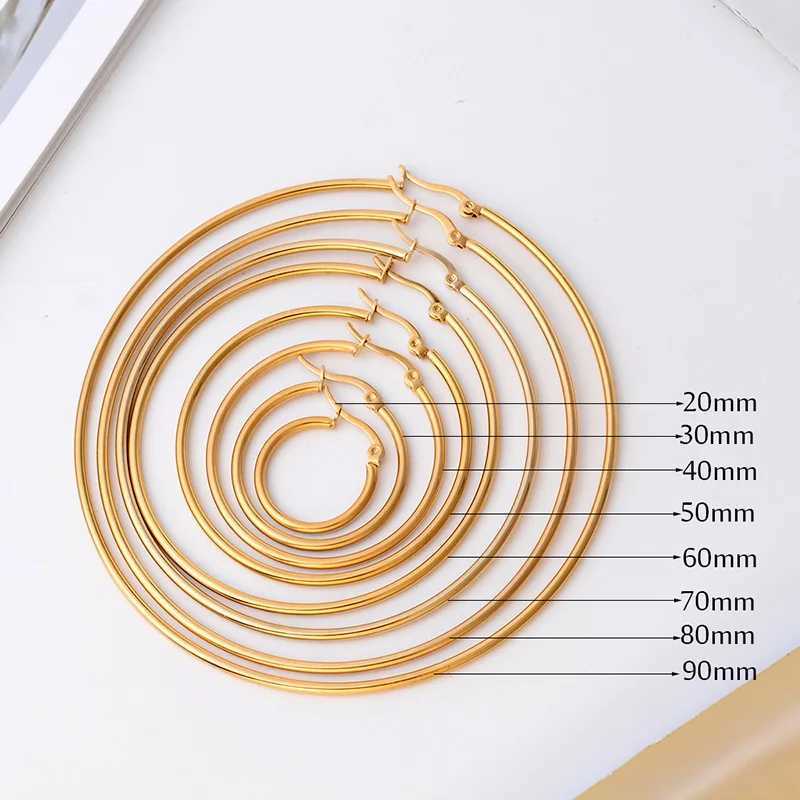 Simple Stainless Steel Large Hoop Earring Exaggerate Smooth Surgical Steel Round Loop Earring for Women Ear Ring Jewelry Z250408