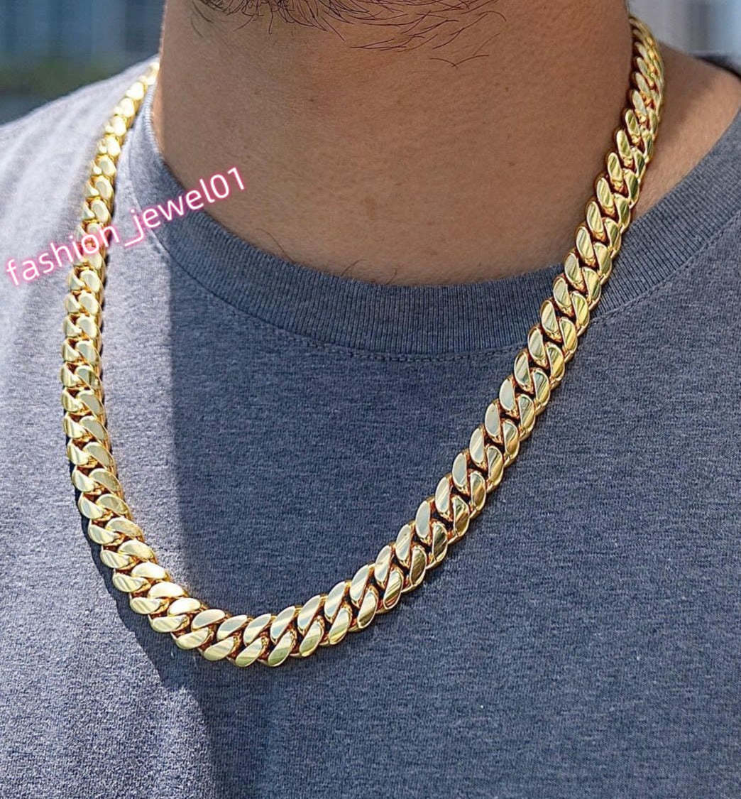 11 mm 925 Sterling Silver Hip Hop Miami Cuban Link Chain 18K Rapper Mens Cuban Necklace Gold Party Engagement Gift