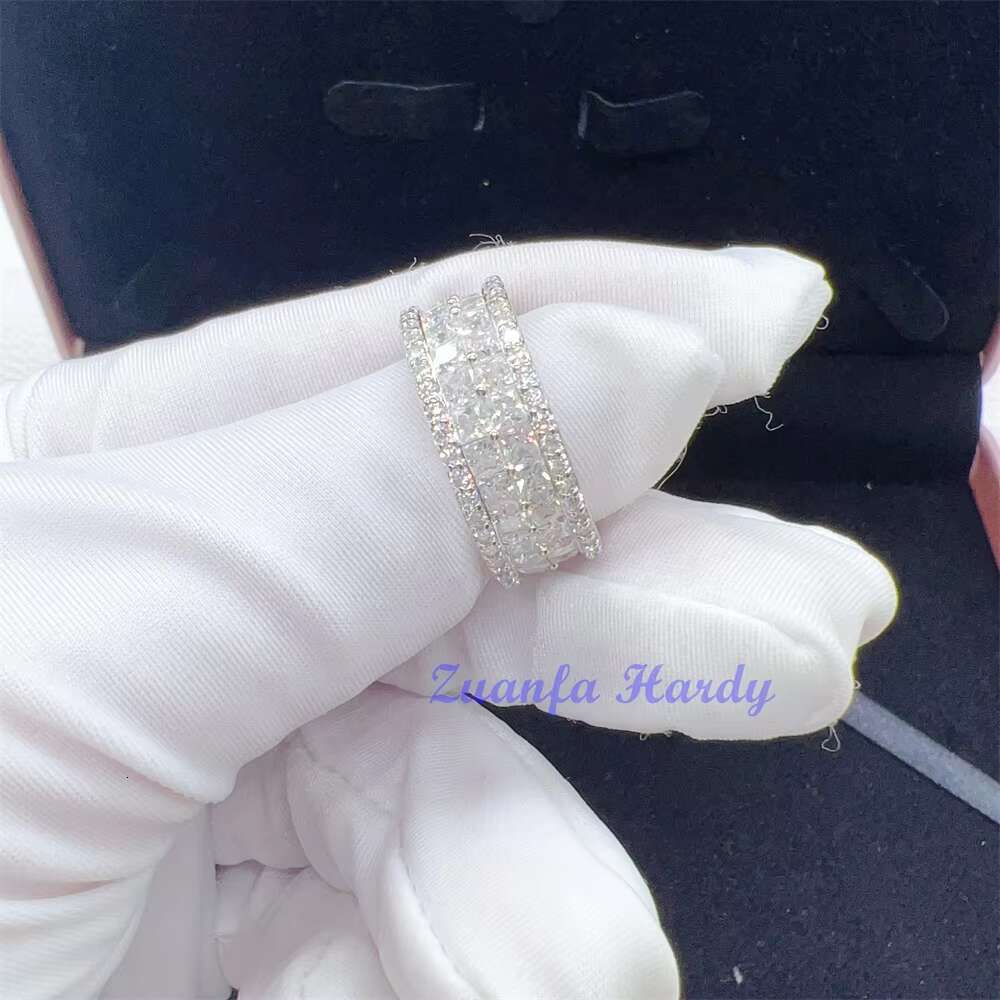 Luxury Moissanite Rings Iced Out White Gold Plated 925 Silver Man Diamond Ring Hip Hop Silver Moissanite Ring