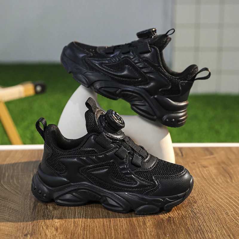 New Boys Girls Childrens Students School Black and White Sports Shoes Breathable Childrens Walking Running Tennis Coach Season 4 X250409