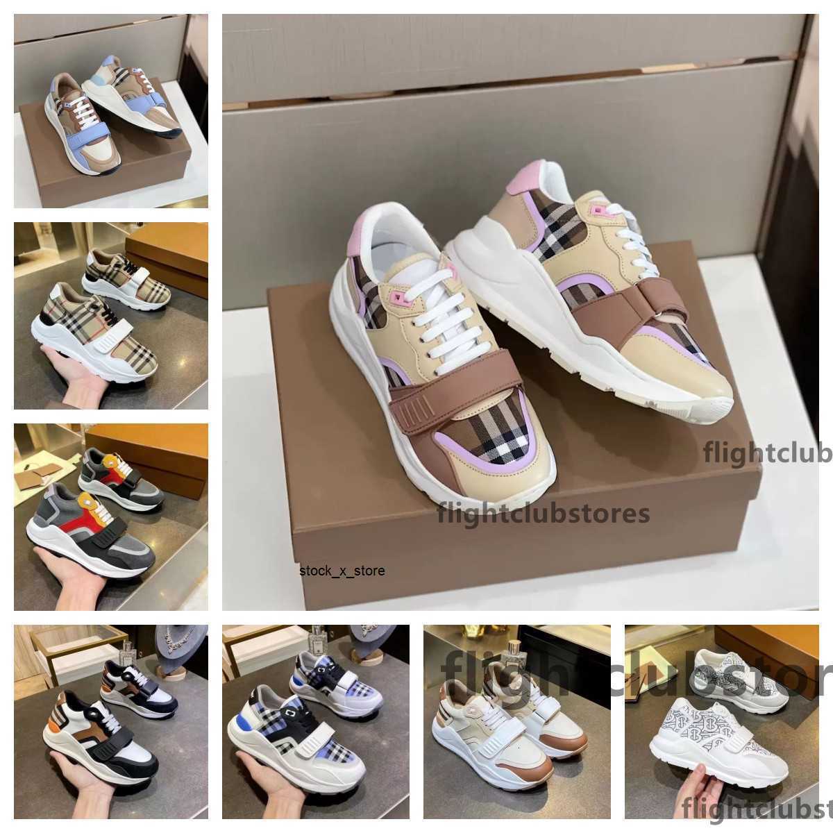 vintage plaid Luxury Genuine leather classic Casual burberrys2 Burberrys sneakers Shoes Stripe Shoes Fashion trainer men and women color strip sneakers shoes