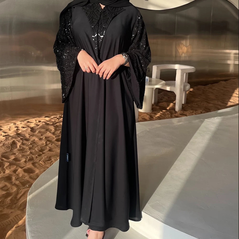 The Ramadan Black Open includes headscarves abayas Dubai y Islamic clothing Muslim dresses black beads 250409