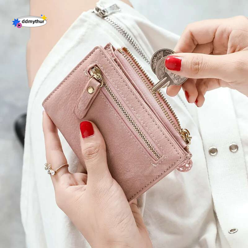 1PC PU Leather Women Short Wallet Fashion Zipper Clutch Folding Coin Purse with Tassel Cute Girls Money Bag Credit Card Holder ddmythur