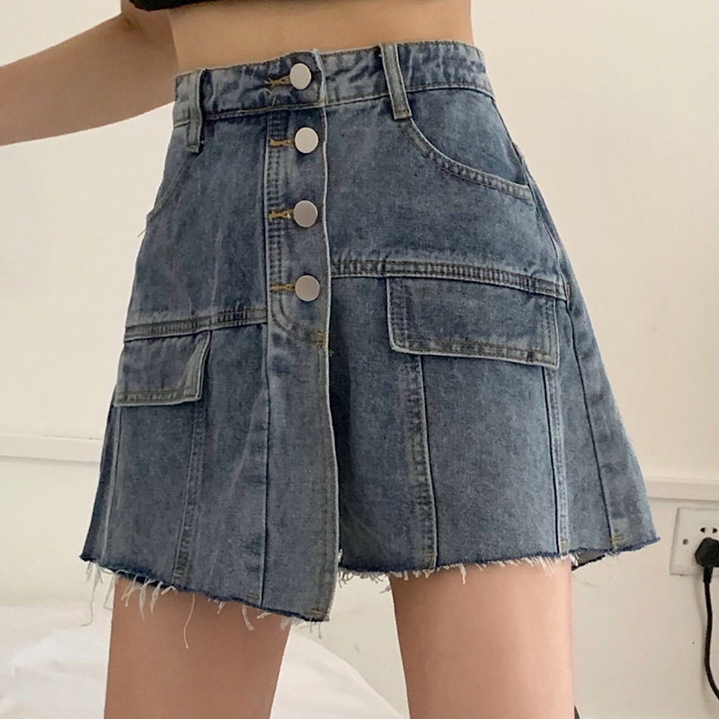 2025S Designer Shorts For Women Jeans Women S College Style Fake Two Wide Legs Loose Shorts Summer Skirts Fashion High Waist Word Style Beach Pants