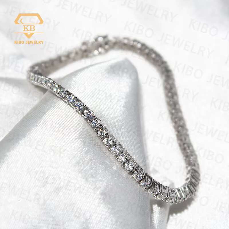 925 Sterling Silver Moissanite White Gold Plated Sparkling 2mm 3mm VVS GRA Wedding Brides Jewelry Tennis Bracelet for Women