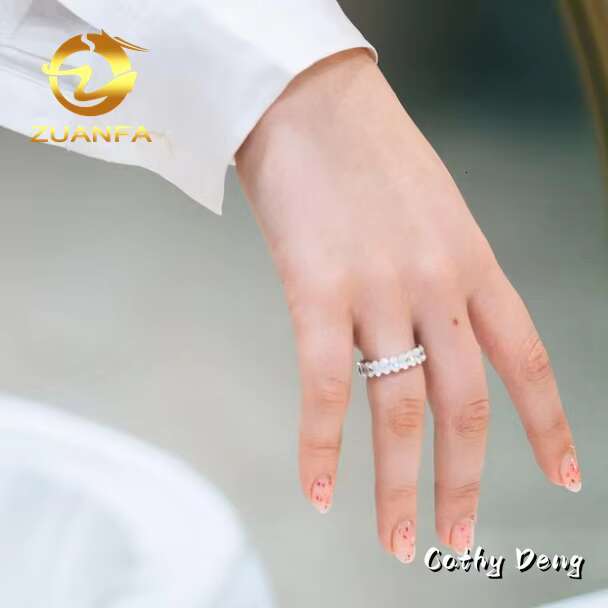 Hot Sale Classic Oval Moissanite Eternity Band Ring With GRA Certificate Miossanite Rings 925 Sterling Silver Iced Out Ring