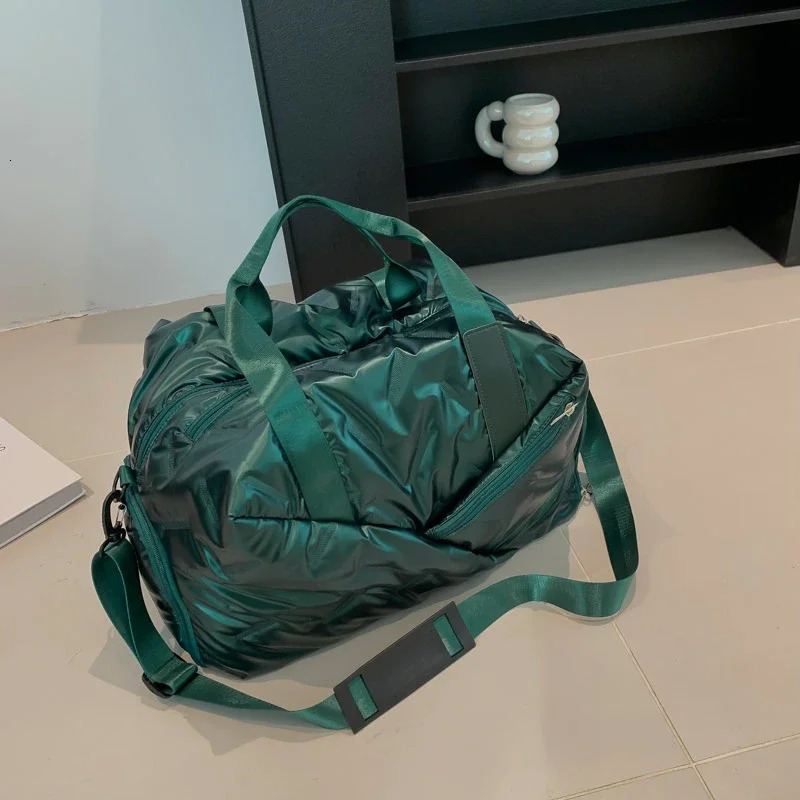 Winter Style Glossy PU Large Hand Tote Bags Multiple Pockets Large Capacity Casual Travel Bags Fashion Simple Versatile 250408