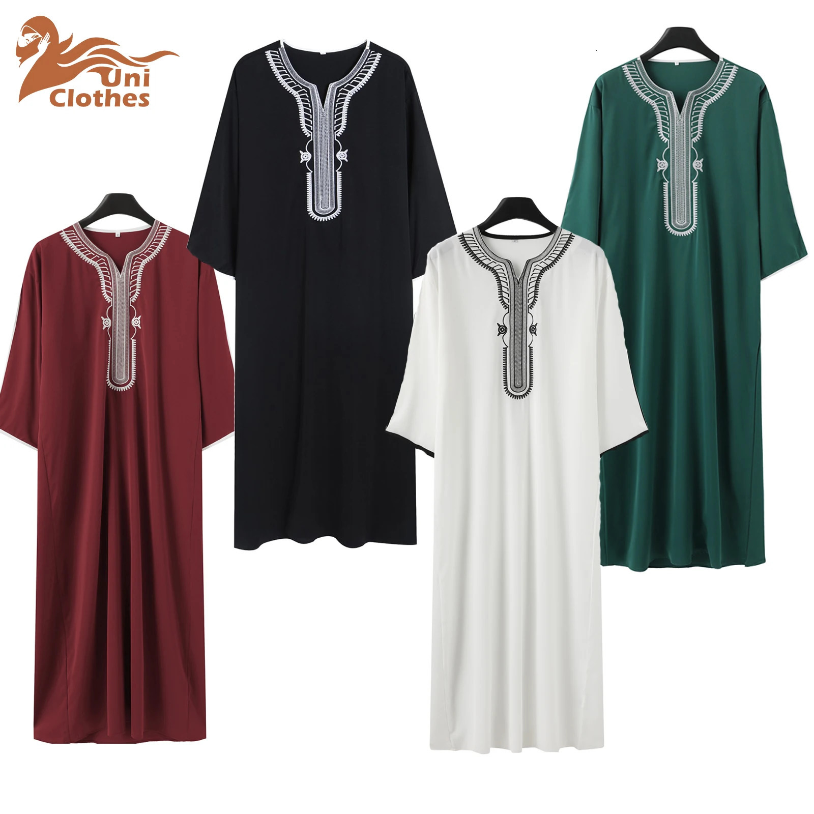 UNI Muslim Fashion Abayas Mens Patchwork ed Long Robe Saudi Arabia Kaftan Male Jubba Thobe Islamic Morocco Abaya 250409