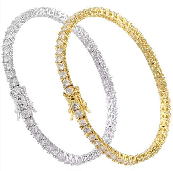 Romantic Trendy Customizable 14K 18K Gold Plated Copper Zircon Tennis Bracelet for Women Rhinestone Moissanite Fashion