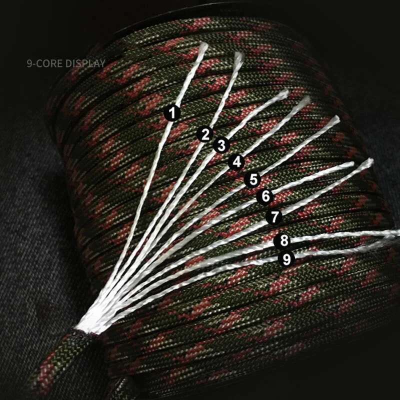 9-Core 650lb Paracord 5/15/31m Dia 4mm Military Tactical Survival Parachute Rope For DIY Making Lanyard Bracelet Dog Collar Tent