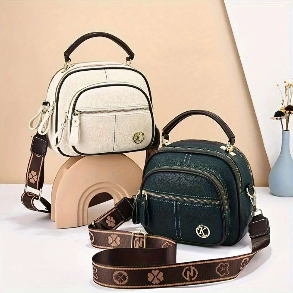 KISMIS Three-Layer Soft Leather Texture Crossbody Bag, Shoulder Bag With Large Capacity, Versatile Casual Fashion Ladies Handbag