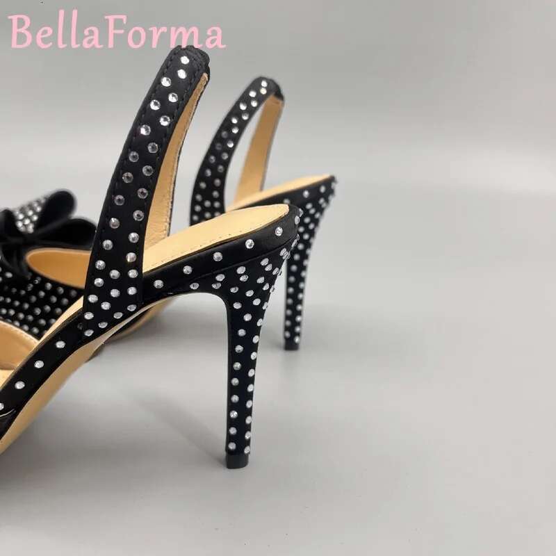 Double-Layer Three-Dimensional Bow Women's Sandals Banquet Wedding Elegant Sweet Sexy Veet Mesh Rhie Pointed High Heels