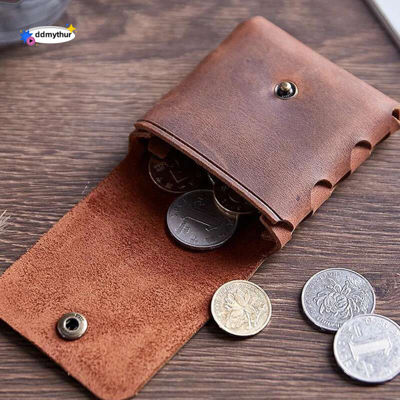 100% Genuine Leather Coin Purse For Men Women Female Cowhide Vintage Small Mini Money Bag Earphone e Case Change Pouch Holder ddmythur