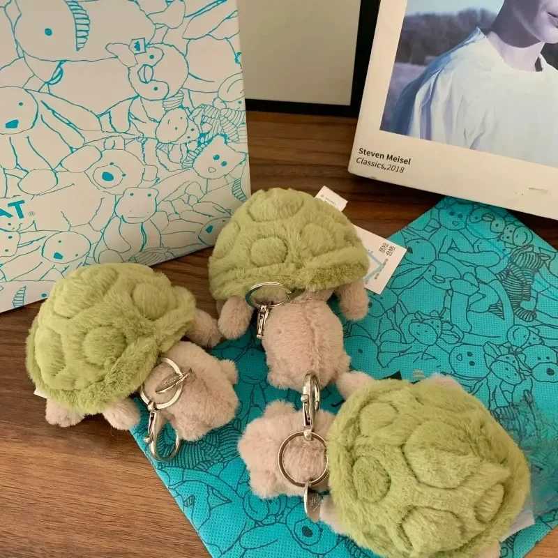 Keychains New Jelly Turtle Cat Pendant Keychain Cute Doll Plush Toy Keyring Cute Turtle Plush Toy Pet Toy Baby R250728