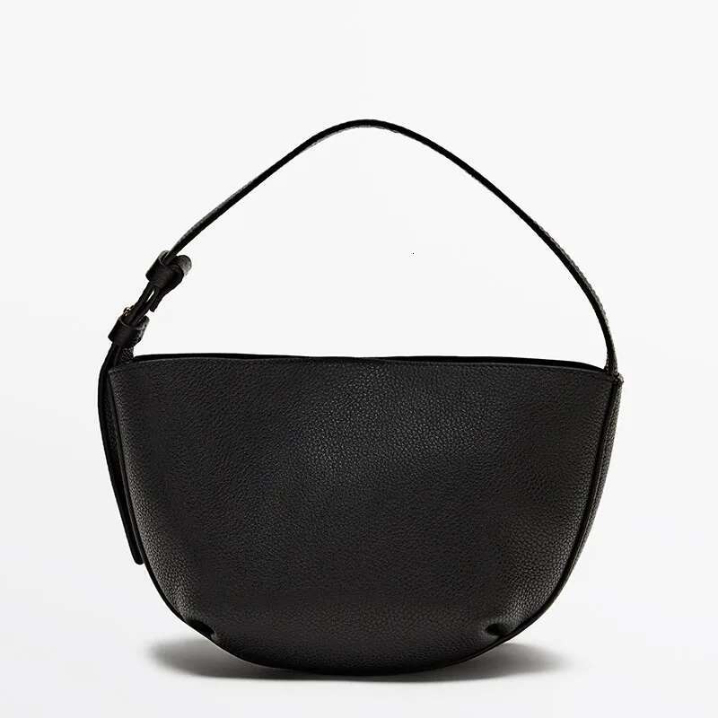 Jer Strick New Women's Fashion Genuine Leather Retro Casual Shoulder Crossbody Cowhide Simple Half Moon Hand Bags