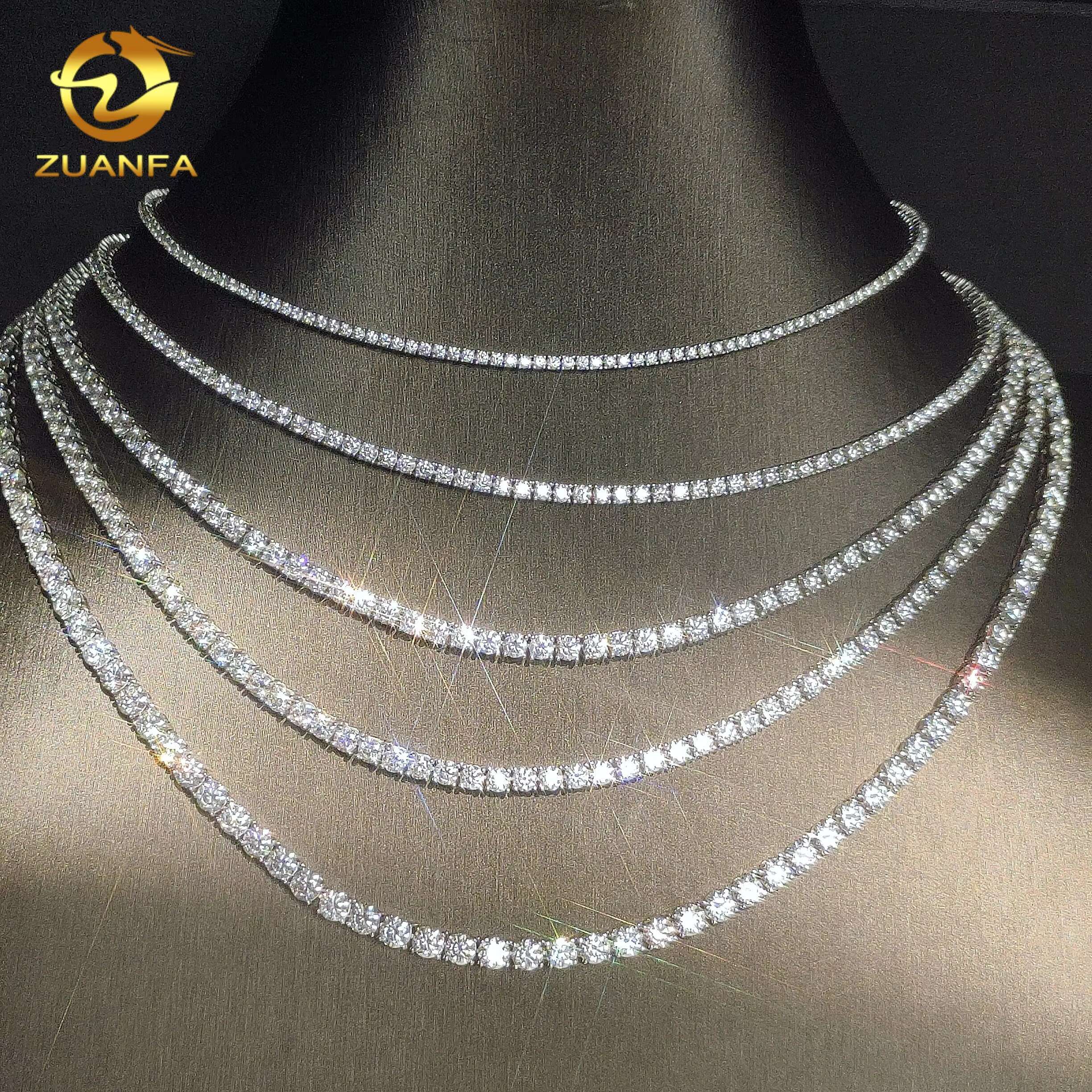 Factory Price Fashion Moissanite Diamond Tennis Chains 2mm-6.5mm Hip Hop Tennis Necklaces Bracelets for Men Women Silver Jewelry