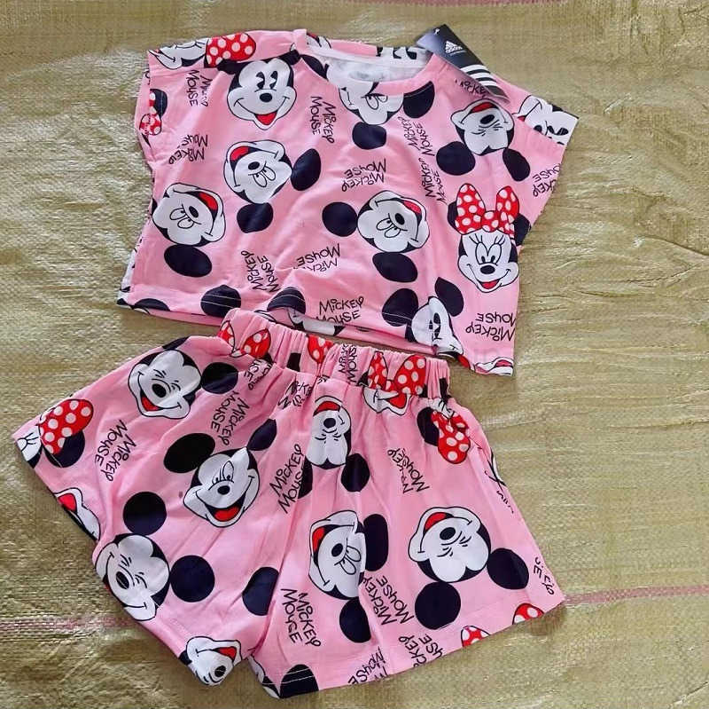Disney 2024 Summer New Set for Cute Cartoon Trendy and Fashionable Two Piece Set for Boys and GirlsXJ250409