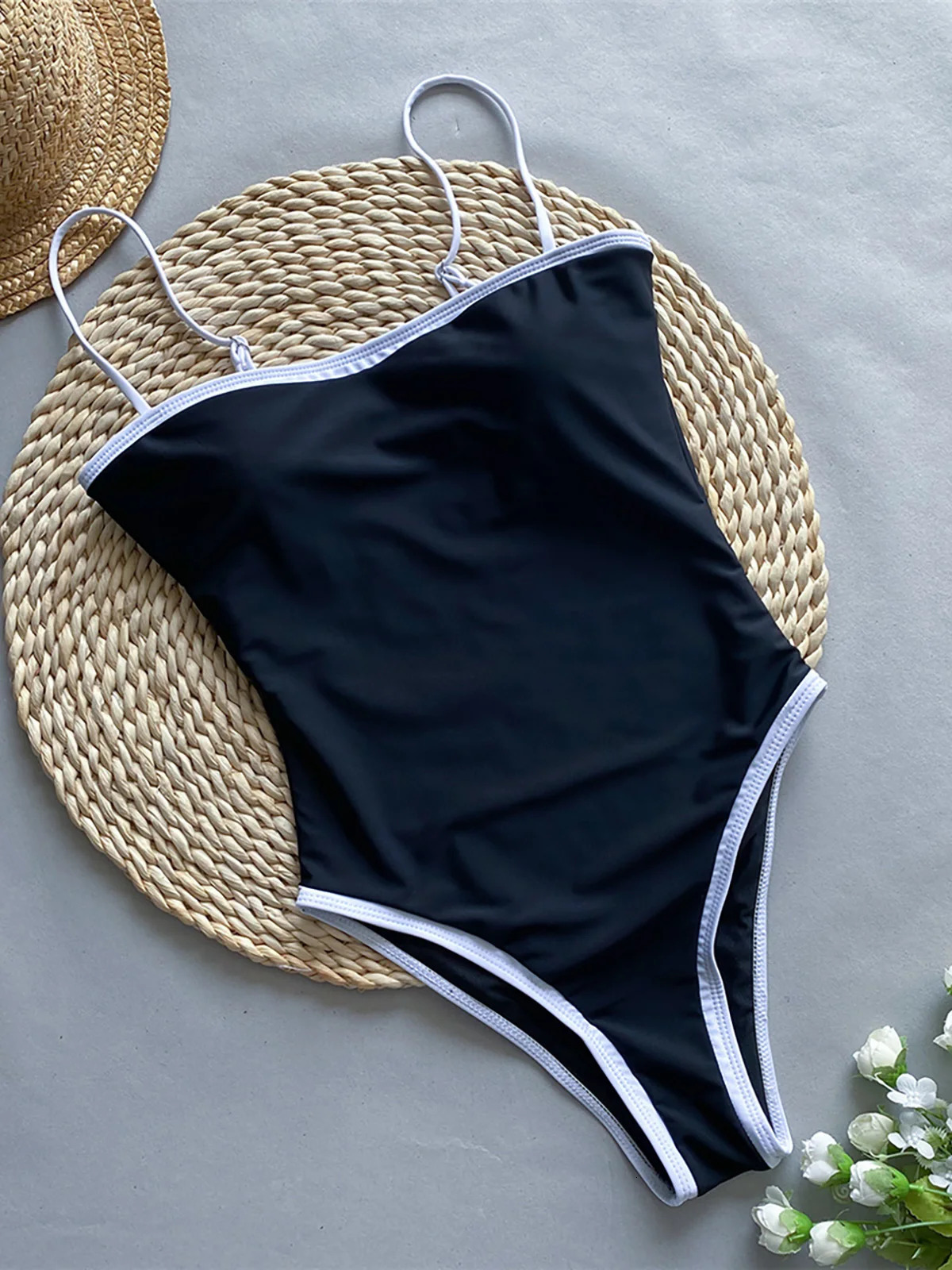 sexy spliced high leg cut womens onepiece swimsuit Monokini apron bathtub K5622 250409