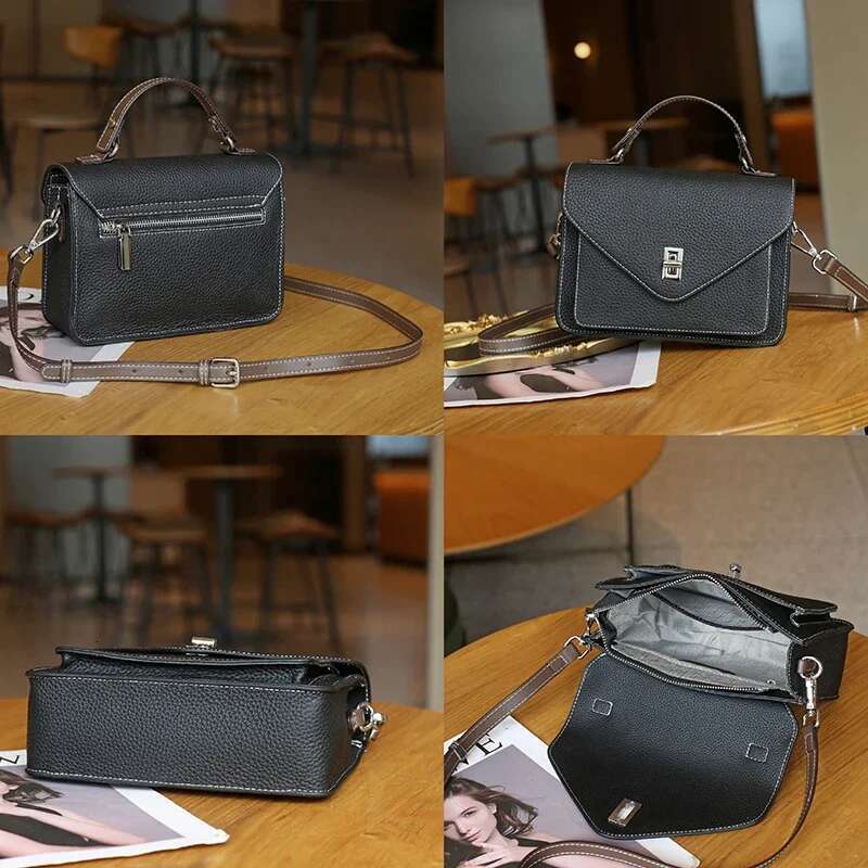Women Natural Cow Genuine Leather Shoulder Female Large Capacity Casual Crossbody Bag Lady Cowhide Fashion Commuting Handbag