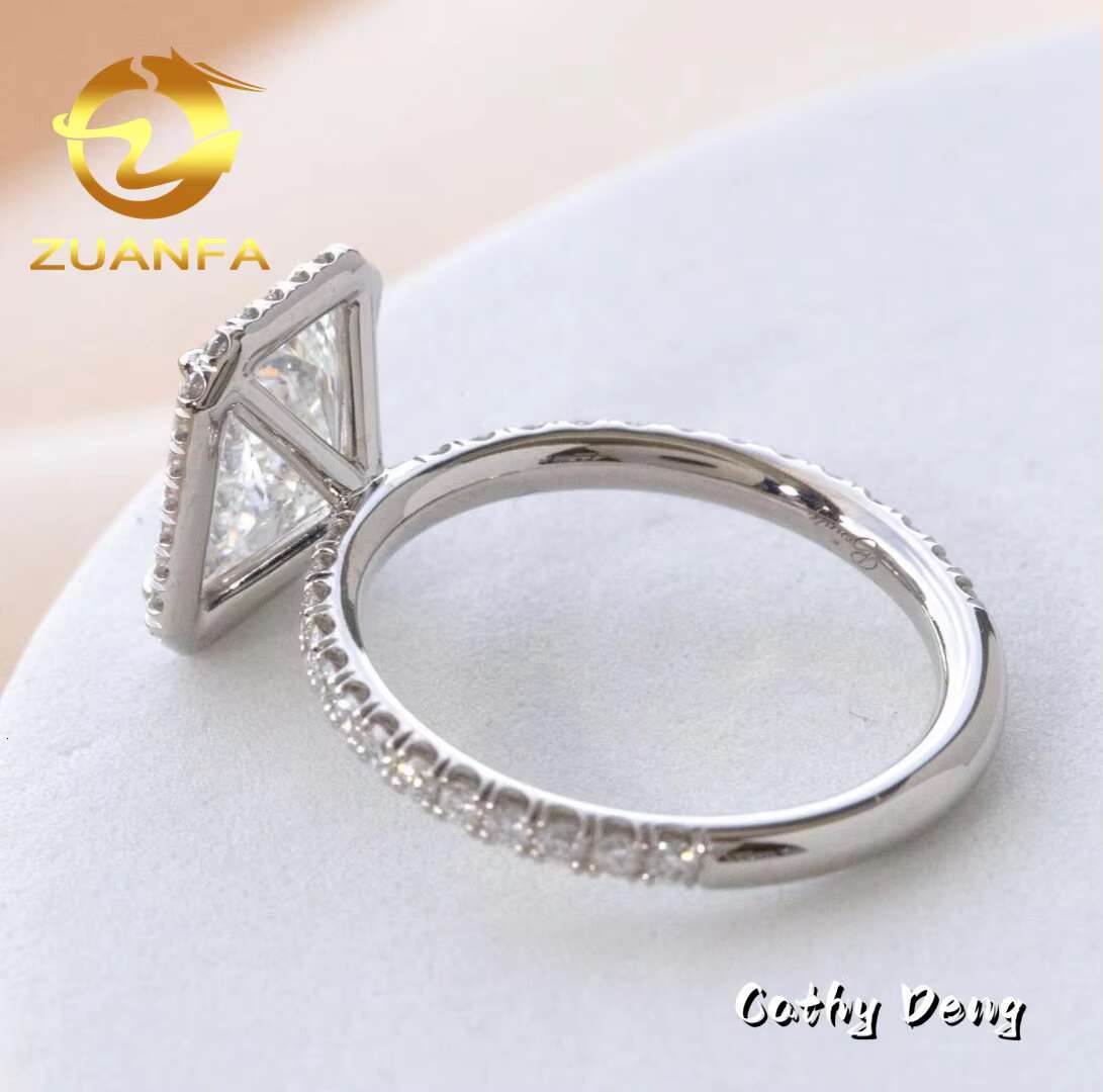 10K 14K 18K White Gold 2Ct Radiant Cut Halo Lab Grown Diamond Engagement Ring for Men Women IGI CVD Diamond Ring