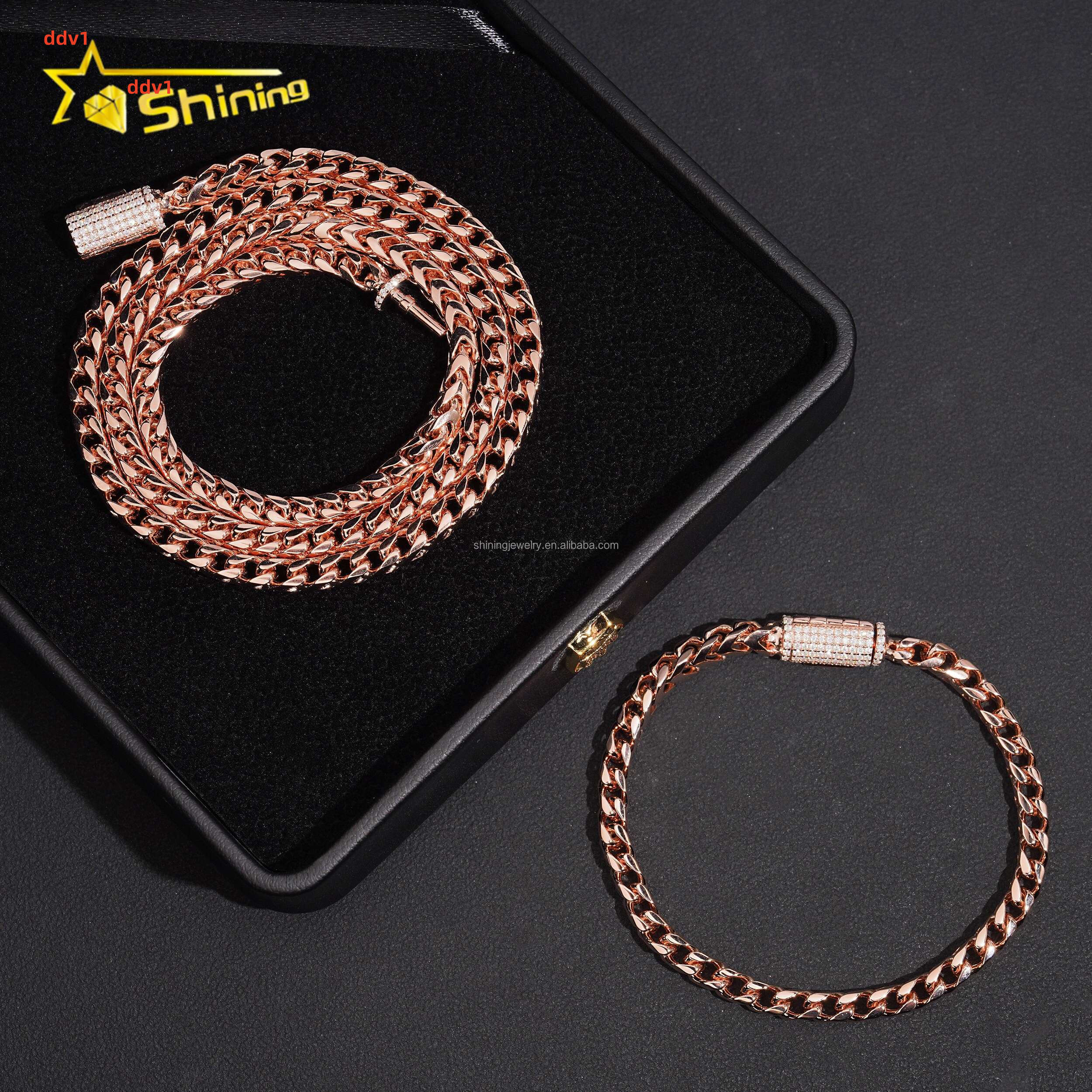 4mm Hot Selling Fashion GRA Certificate S925 Sterling Hip Hop Iced Out VVS Moissanite Clasp Franco Infinity Rope ChainBracelet