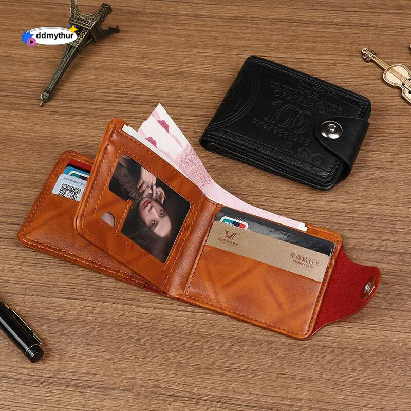 Male Leather Walet Photo Card Holder Fashion Large Capacity Wallet Purse Bag Men's Wallets With 100 US PatternWallet ddmythur