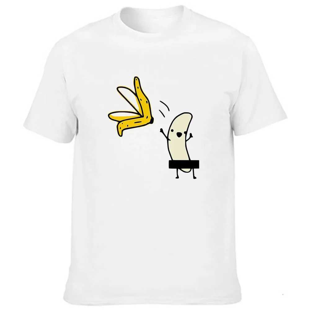 Mens T-shirt Summer Cute Banana Fun Design Fashionable Mens T-shirt Top White O-neck Casual Fashion T-shirt Street ClothingXJ250409