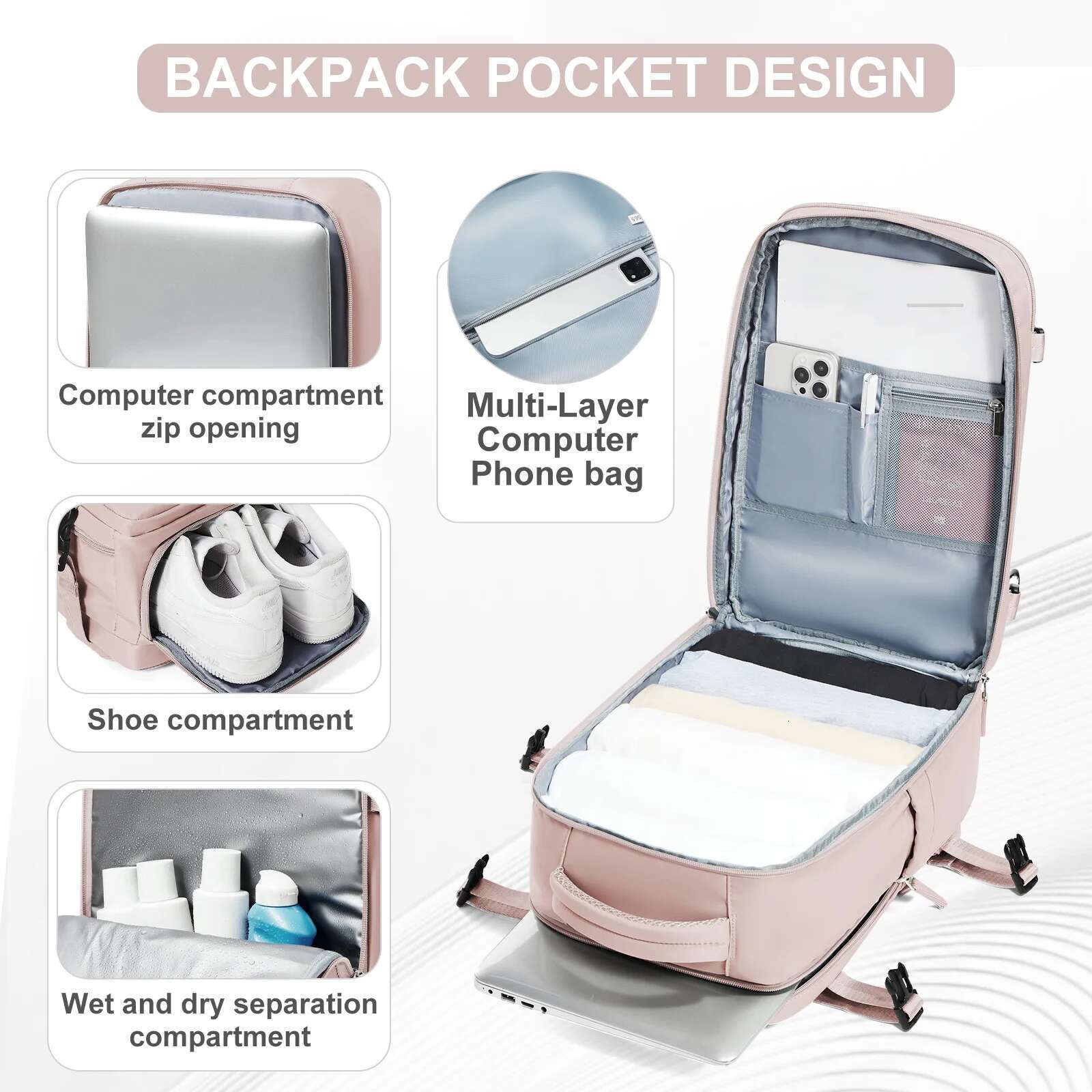 Women Travel Ryanair 40X20x25 Cabin Bag Hand Lage Reinforced Dayback Carry-Ons Laptop Backpack For Men Mochilas Para