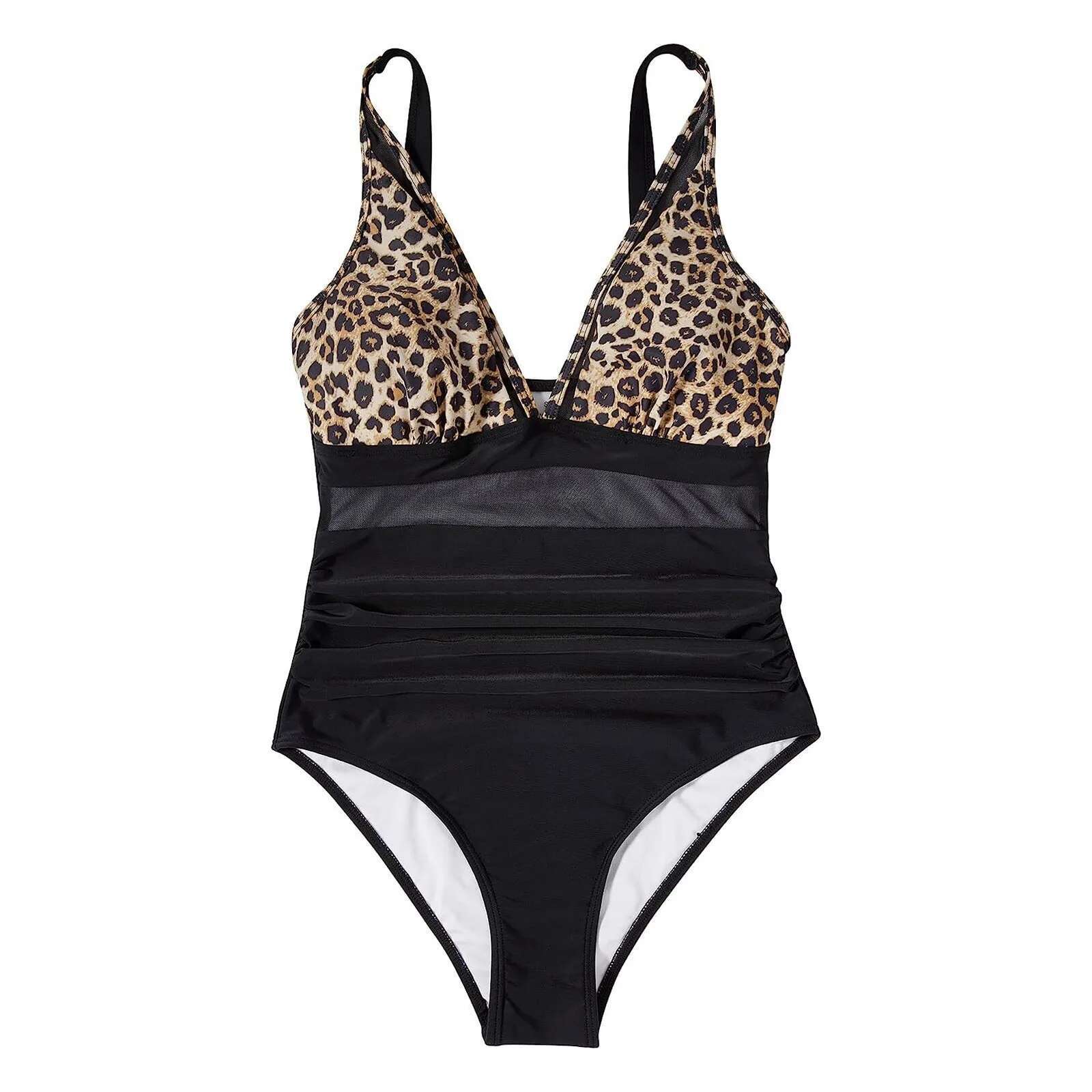 Dongdumaoyi Women Swimwear Sexy High Cut One Piece Swimsuit V Neck Mesh Tummy Control Waisted Bathing Suit Female Monokini