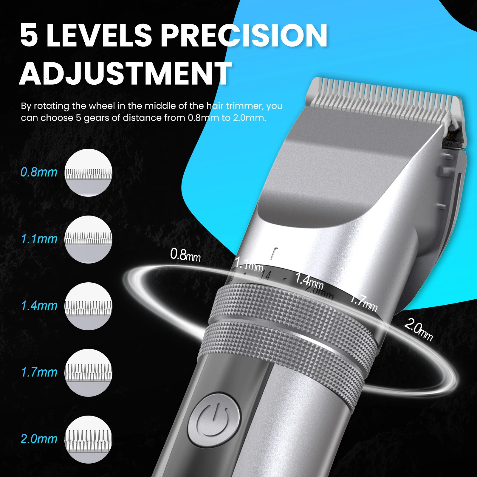Mens Hair Clipper Professional Kit 5-speed Adjustable Electric Hair Clipper Suitable for Mens Adult and Childrens Cordless Hair Clippers 250407