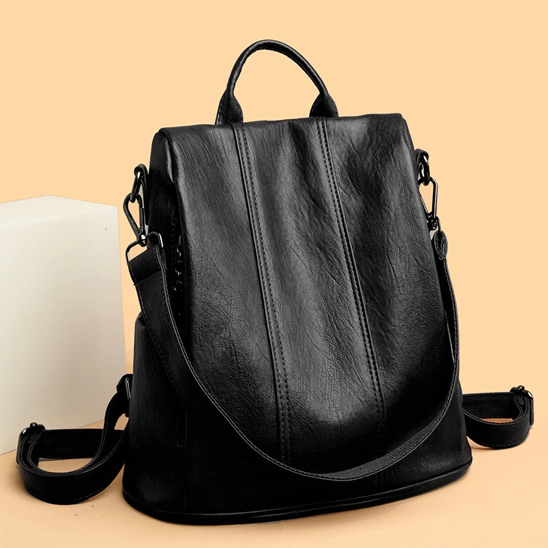 Backpacks Soft Leather Waterproof Bagpack Young Ant-itheft Student Bags Multifunction Mochilas Feminina Sac A Dos 250407