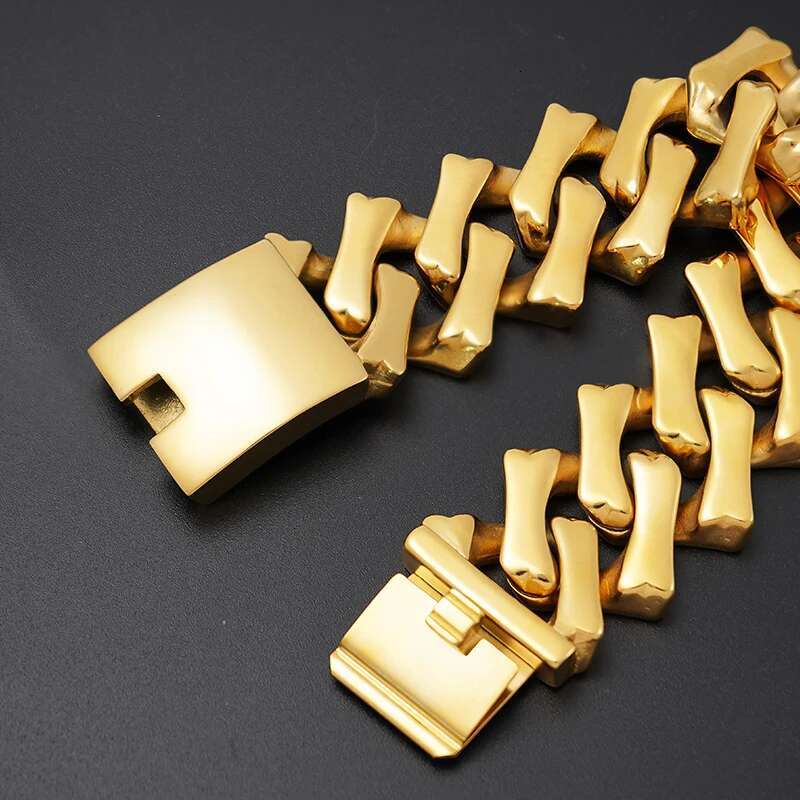 NEW Big Chunky Cuban Link Chain Bracelet For Men Women Hiphop Heavy Stainless Steel Shiny Gold Color Bracelets