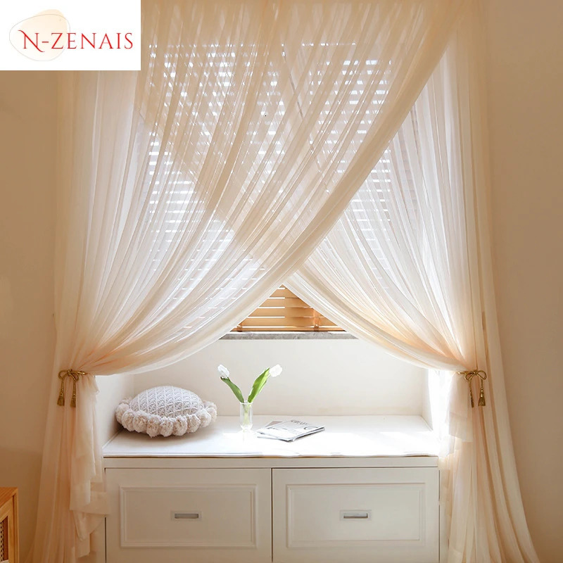 Customized French chiffon girl room living room bedroom dining room ice cream champagne chiffon window decoration 250409
