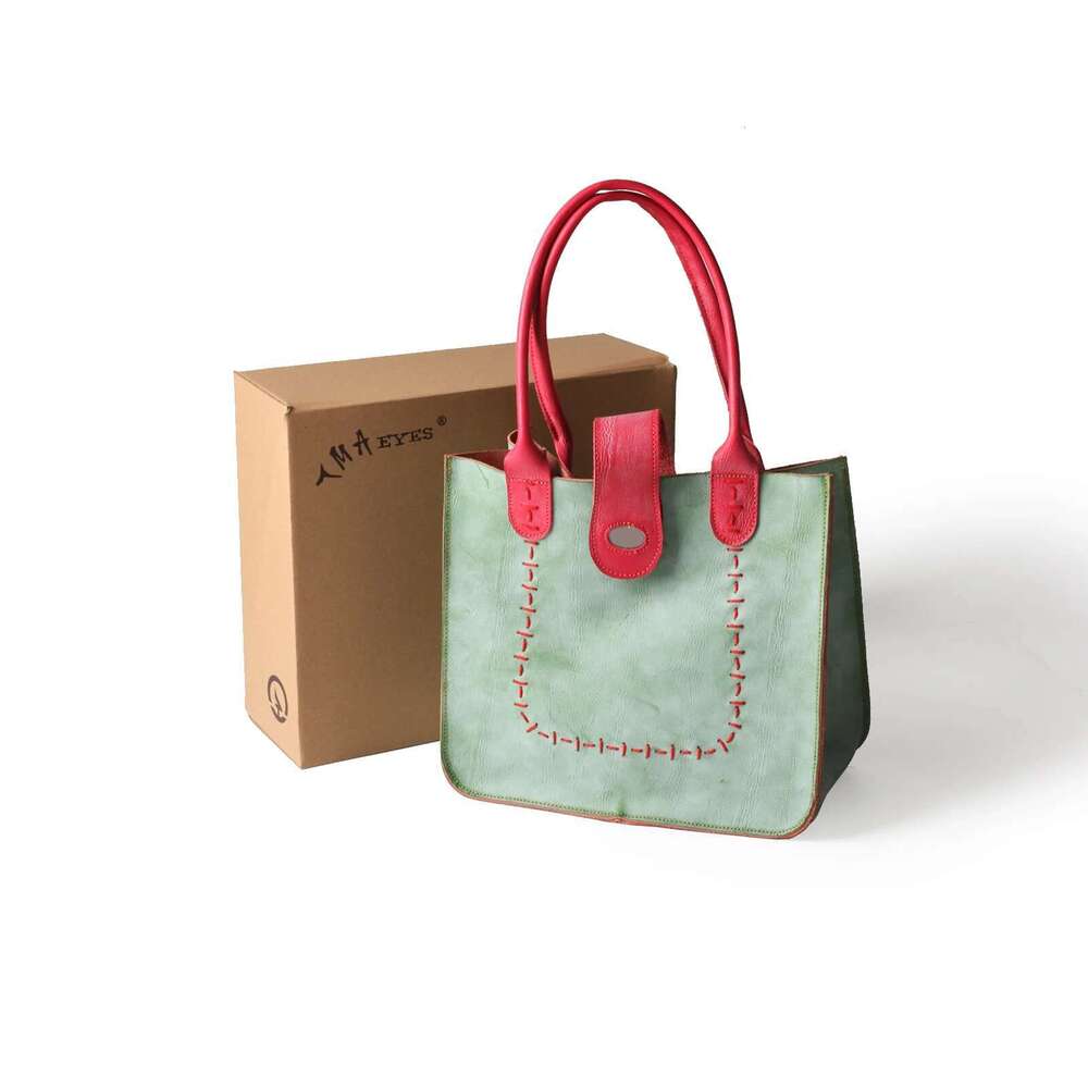2024 Brand Genuine Leather Handsewn Solid Color Minimalist Handbag
