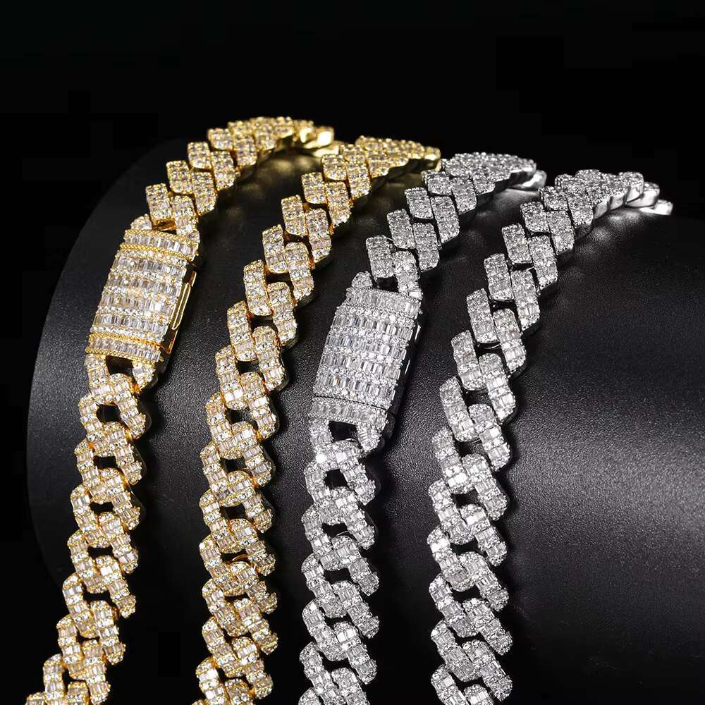 10mm 14k gold-plated long stick bread 5a Cz chilled hip-hop jewelry Cuban chain