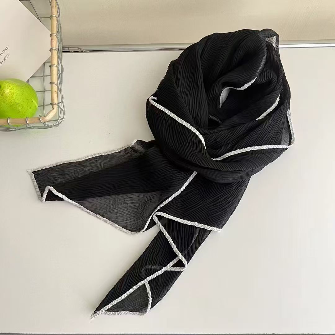 T444 new silk scarf fashion soft literary Korean style headscarf solid color all-match neck scarf autumn and winter summer shawl Tencel